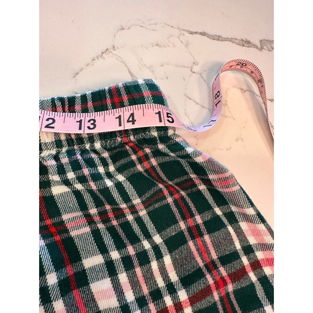 Croft & Barrow Womens Pajama Set Medium Henley Waffle Top Plaid Pants Green Red - Picture 8 of 10
